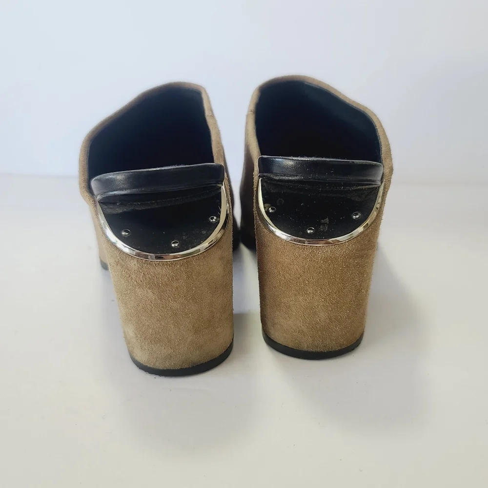 Alexander Wang Su Calf Taupe Suede Pointed Toe Mule with Silver Cap Heel Size 36 - Picture 5 of 8